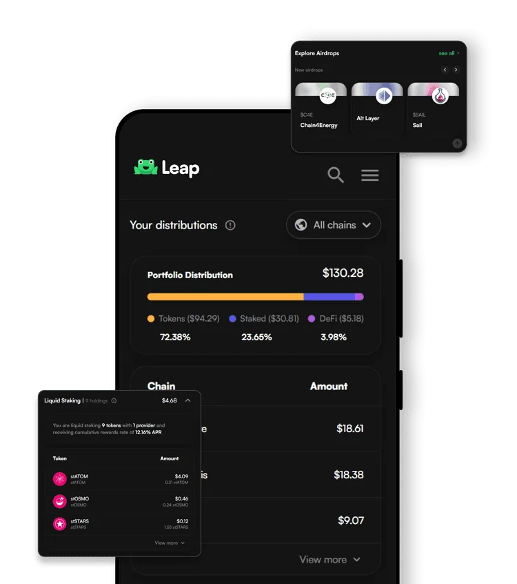 Leap Wallet desktop portfolio view
