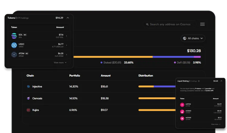 Leap Wallet crypto portfolio dashboard
